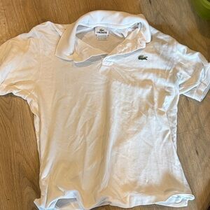 Lacoste White Polo Shirt with Green Crocodile Logo